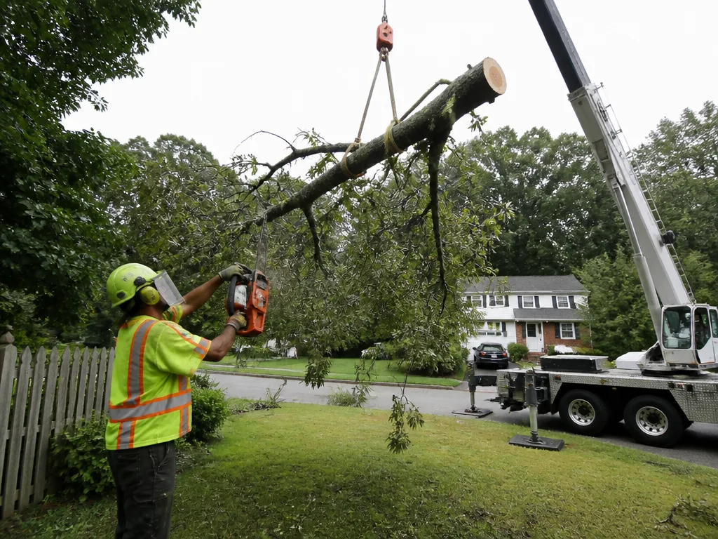 Crane-Assisted Tree Removal